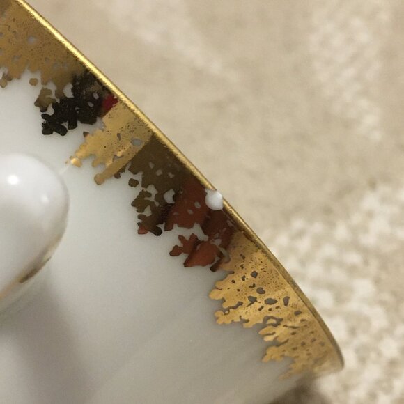 Two Delft Blue and Gold Porcelain Holland Teacup and Saucer Set - Picture 12 of 15